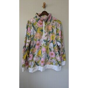 Vera Bradley Quarter Zip Pullover 2XL Bloom Boom Floral French Terry Colorful